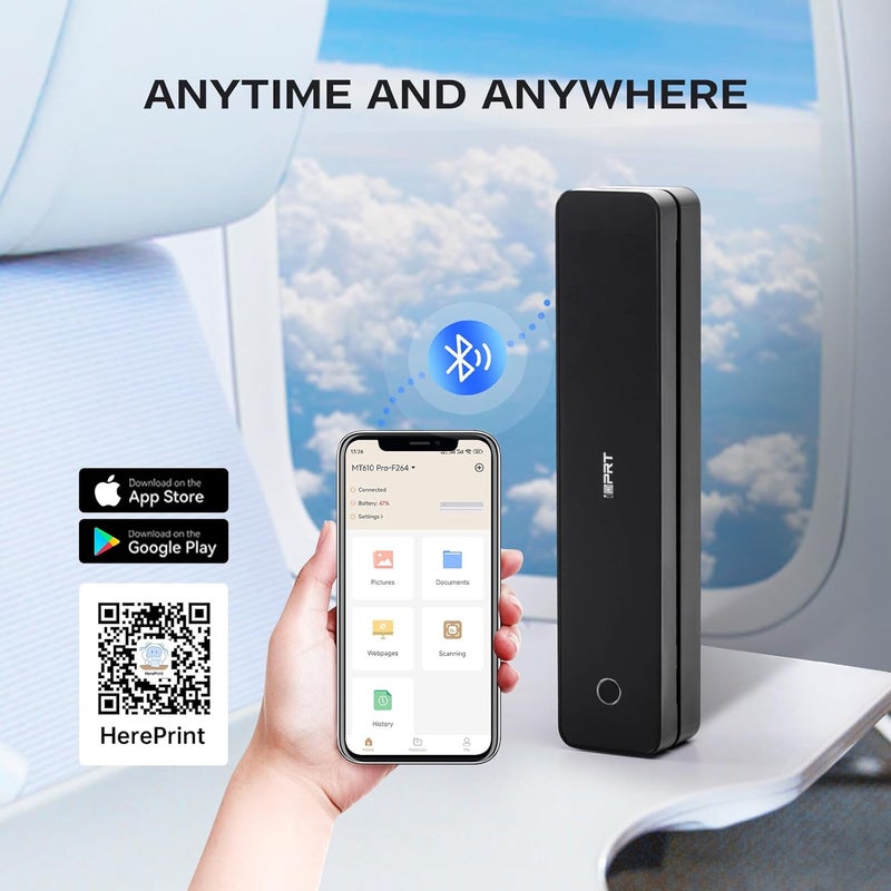 iDPRT Portable-Printer Wireless for Travel,300DPI Inkless Thermal Small Printers for Home Use,Office,Vehicles,Mobile Bluetooth Printer Supports 8.5" x 11" US Letter,for Smartphone & PC,Black - Image 3